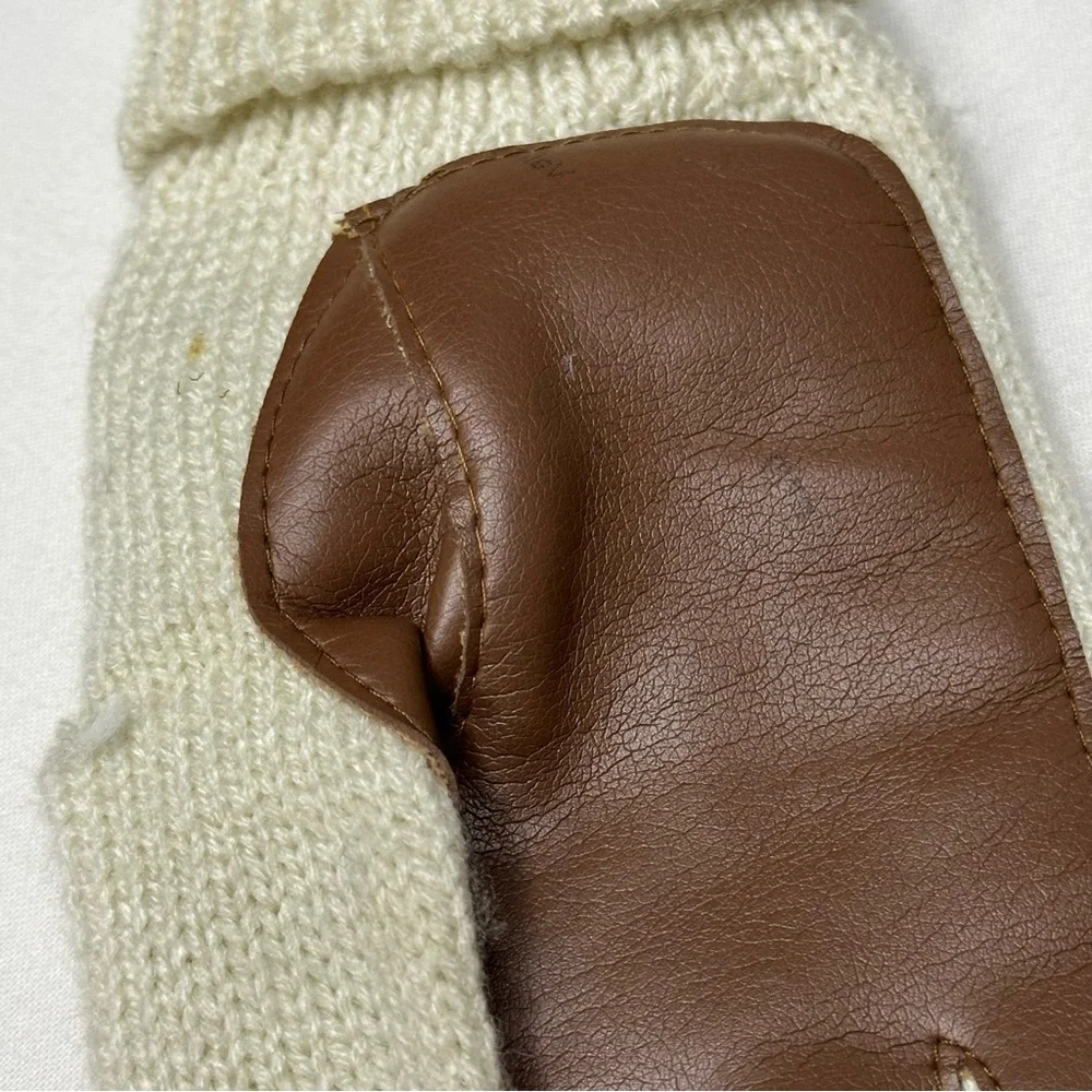 Vintage Knit & Faux Leather Driving Gloves
